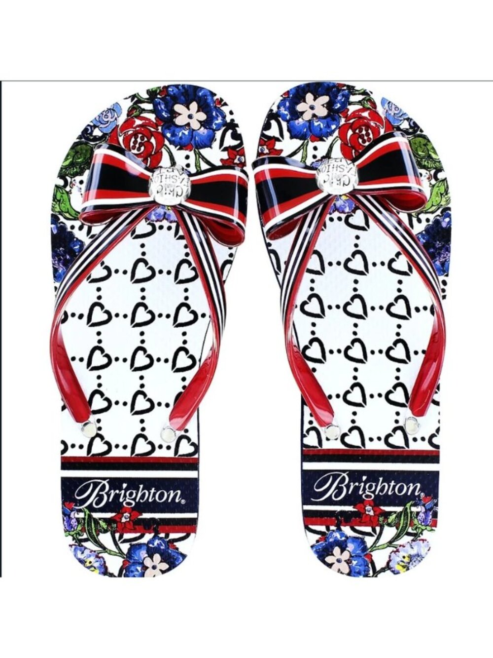 Brighton Entice Flip Flops Red White and Blue Size 7 NWT & Dust Bag - Picture 2 of 4